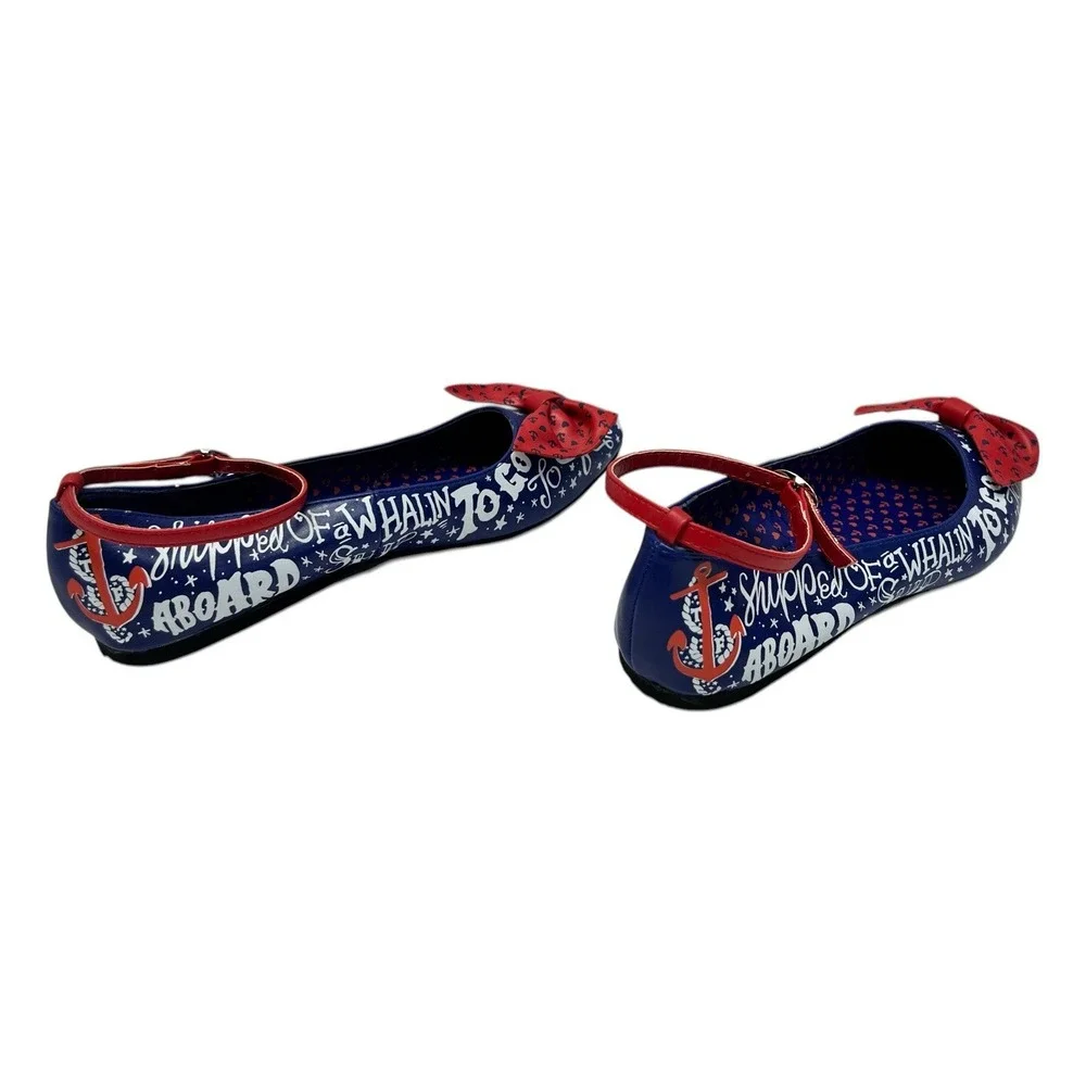 Too Fast shoes New Flats Sailor theme Red White and Blue Women Size 6  Excellent - Picture 6 of 14